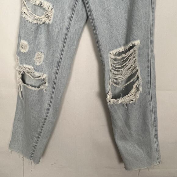PacSun High Rise Straight Jeans Size 23 Distressed Light Wash Raw Hem - Picture 4 of 10